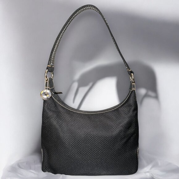 The Sak Purse Black Polyester Woven Shoulder Bag 4543 Top Handle Carryall Chic - Picture 1 of 11